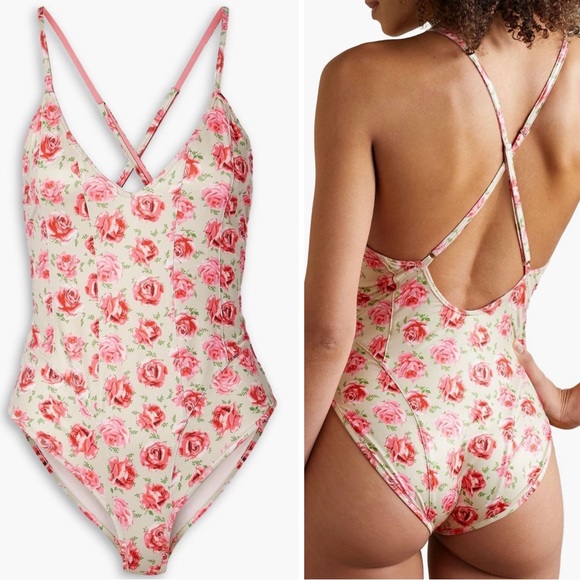 NWT LoveShackFancy Shailee One Piece Swimsuit Bathing suit Rose floral swimwear - Picture 15 of 16